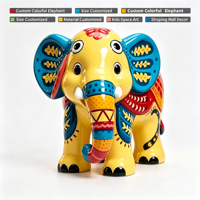 Figurine d'éléphant colorée en résine avec trompe décorée, OEM ODM, logo personnalisé, taille et couleur au choix pour la maison, le bureau, l'étagère, la décoration ou comme cadeau