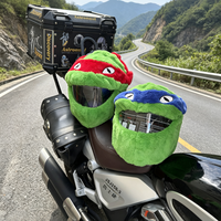 Housse de casque de moto en peluche en forme de tortue mignonne, extensible et élastique, avec longue sangle, pour la protection et la décoration du casque de moto