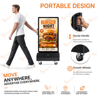 Affichage extérieur double face portable 2000 nits, écran IPS, batterie 120 Ah, étanche IP65, kiosque Android 14
