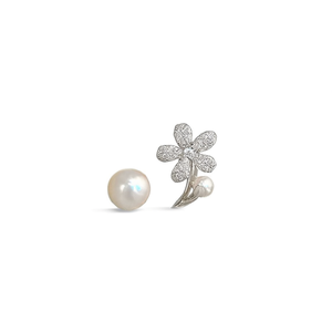 Eleganti orecchini a forma di fiore con perle finte e diamanti taglio brillante rotondo per donna, gioielli da matrimonio in lega. - Product Image 1