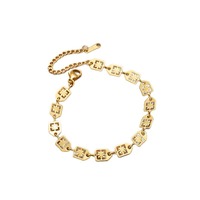 Ensemble tendance de bracelet et collier pour fille, motif étoile creuse et maillons carrés, plaqué or, pour usage quotidien, vente en gros TGXL14579