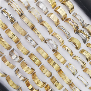 Anillos de Moda para Hombre, 100 Piezas, Surtidos, de Acero Inoxidable Chapado en Oro de 18k, con Caja, Anillos Creativos - Product Image 6