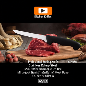 Coltello professionale per disossare da 6 pollici in acciaio inossidabile con lama affilata per la rimozione di ossa e carne, per uso in cucina - Product Image 3