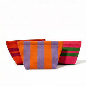 Pochette <span class=keywords><strong>de</strong></span> maquillage portable rayée, imperméable, à fermeture à clip, en tricot, tendance - Product Image 1
