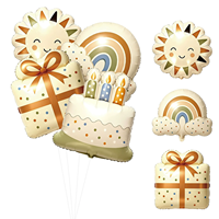 Balon Foil Krim Desain Baru Grosir, Kue Pelangi, Kotak Hadiah Smiley, Balon Mylar, Dekorasi Ulang Tahun
