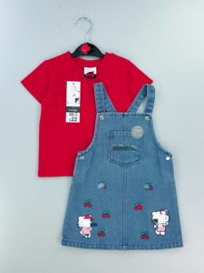 Ropa de Bebé de Gran Venta Colección de Verano para Niñas Pequeñas Conjunto de 2 Piezas Vestido de Manga Corta + Vestido de Mezclilla para Bebés Niñas - Product Image 5