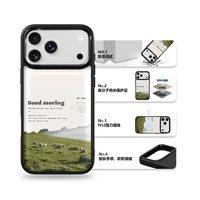 Coque de téléphone AG Feeling Black Edge avec motif paysage de voyage doré pour iPhone 17, 17 Pro Max, 16 Pro, 15, 15 Pro Max – Coque magnétique