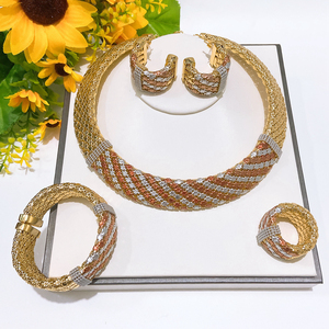 Conjunto de Joyería Italiana Colorida, Chapada en Oro Brasileño, para Bodas y Fiestas, Collar, Pulsera, Aretes, Anillo - Product Image 5