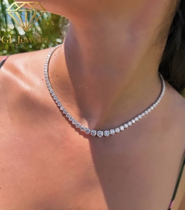 Collar Riviera Graduado de Diamantes Redondos de Corte Brillante en Oro Blanco para Mujer, Joyería GF, Estilo Clásico, Certificado IGI, Joyería de Boda - Product Image 1