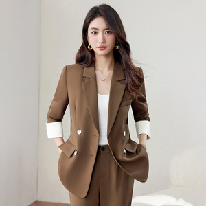 Women's <b>Black</b> Suit Set Solid Color Polyester Anti-Wrinkle Casual <b>Work</b> Attire Spring Autumn - Product Image 2