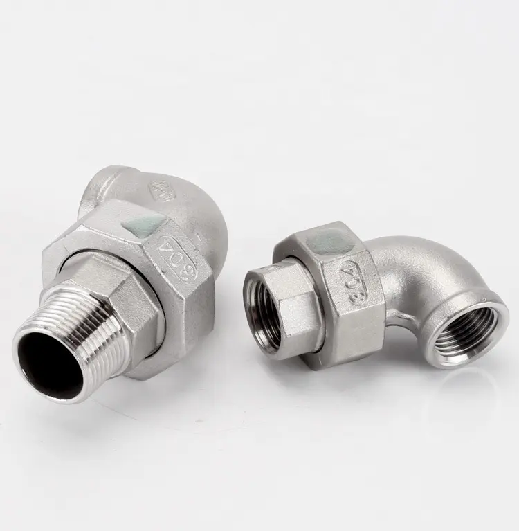 Union Pipe Fitting Conical Seat SS Stainless Steel Union Elbow