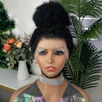 Peluca Afro de Encaje 360 de Lujo a Precio de Fábrica, Cabello Humano Virgen Brasileño con Ondas Naturales, Pre-Desplumada, Sin Pegamento, Frontal