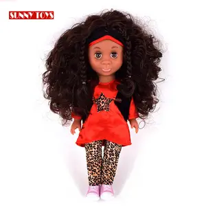 6 mixto 14 pulgadas de vinilo juguete del bebé muñeca de la muchacha para niños con pelo negro