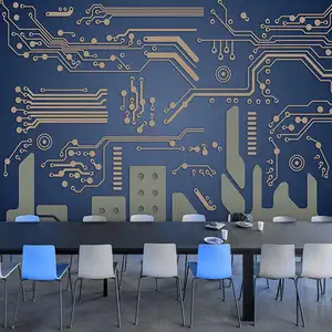 3D circuito tecnologico di linea di rilevamento del Video gioco della città negozio di telefoni carta da parati ufficio Front Desk sfondo panno da parete - Product Image 1