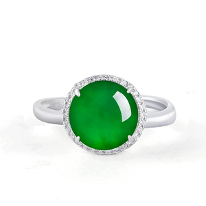 S925 <b>silver</b> <b>ring</b> set with natural A-grade jadeite <b>emerald</b> large faceted gemstone, icy-grade jade, luxurious women's <b>ring</b> - Product Image 3