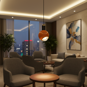 Lampada a sospensione in tessuto moderno in arancione Base a bulbo bianco caldo (E12) per uso interno e alberghiero-fornitore disponibile - Product Image 3