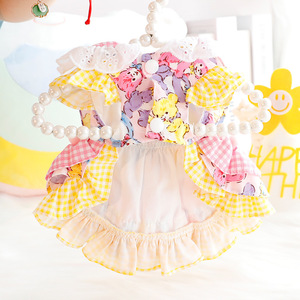 Robe de princesse pour animaux de compagnie, rose, imprimé animal mignon, polyester, printemps-été, vêtements pour petits chiens et chats, jupe style Lolita - Product Image 4