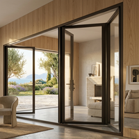 Porte pliante horizontale en aluminium moderne, double vitrage en verre trempé, avec norme américaine NFRC