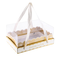 Boîte cadeau de luxe fantaisie dorée transparente avec fleurs, 5 kg, pour fruits, grande boîte cadeau portable avec poignée pour la fête des mères, la Saint-Valentin