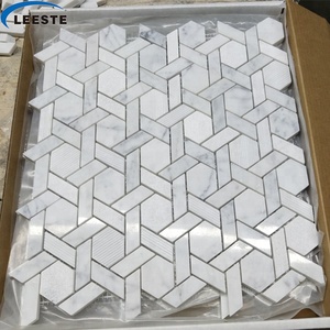 Nuevo Diseño de Mosaico para Decoración de Cocinas de Hoteles y Hogares, Superficie Mixta Antideslizante, Mosaico de Mármol Blanco Carrara Irregular - Product Image 3