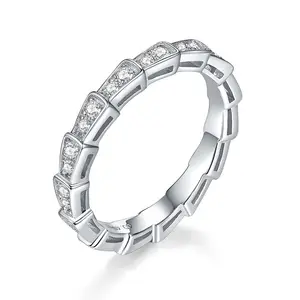 Rắn Nhẫn 925 Sterling Bạc Rắn Xương Claw D Màu Vvs Vòng Moissanite Vòng Đối Với Phụ Nữ