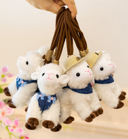 Porte-clés en peluche mignon en forme de chèvre blanche ou d'agneau, pendentif pour sac à dos, pour machine à griffes, économique