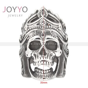 Bague Crâne de Chef Indien en Acier Inoxydable Personnalisée au Design Unique pour Hommes, Bague Vintage de Motard, Bijou - Product Image 5