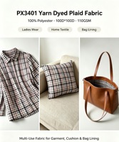 Tissu à carreaux teint en fil 100 % polyester, respirant, écologique, tissé, poids moyen, pour doublures de sacs, vêtements pour enfants et femmes, et textiles de maison
