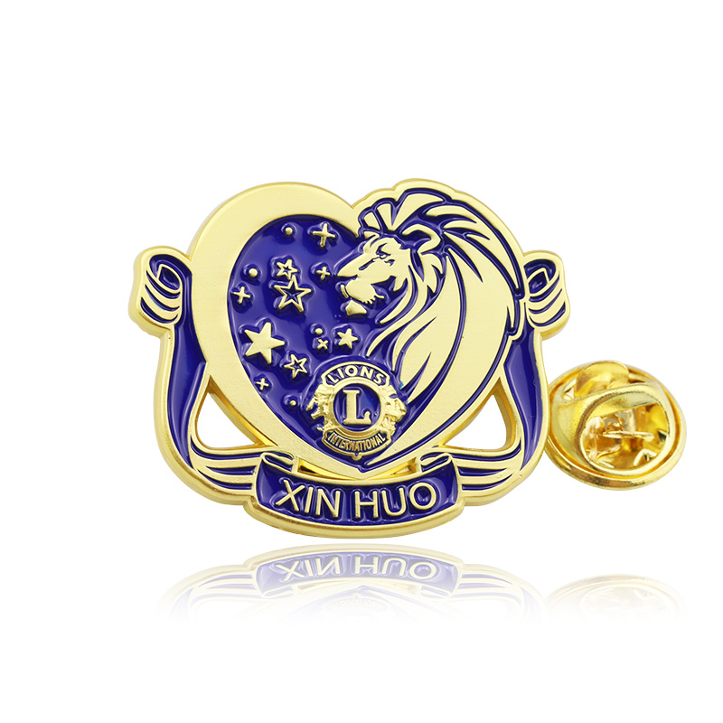 Customized High Quality Alloy Metal Button Clutch logo Personality Lions Enamel Lapel Pin Badge