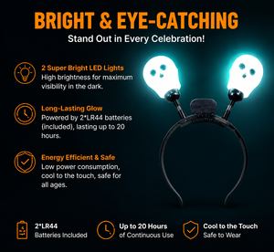 Serre-tête lumineux Crâne Ultra Lumineux Néon Brillant Haute Visibilité Halloween Nouvel An Rentrée des Classes Cadeau de Fêtes Vente Directe Usine - Product Image 4