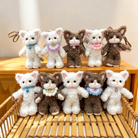 Porte-clés en peluche chat mignon et moelleux, chaton duveteux avec collier à clochette, pendentif en peluche pour sac de filles, cadeau d'anniversaire, vente en gros