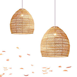 <span class=keywords><strong>Lampe</strong></span> suspendue en fer à économie d'énergie 5000K, lumière du jour, avec abat-jour en rotin fait main, luminaire de plafond en rotin pour restaurant - Product Image 6