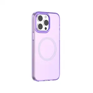 Custodia per smartphone moda antiurto trasparente al Neon colori fluorescente custodia per telefono magnetico per iPhone 15 Pro Max