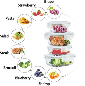 Eco-friendly Borosilicate Glass Bowl Set with Crackle Glaze Heat Resistant Kitchen Canister Lid Bohemian Style Clear Partyware - Product Image 2