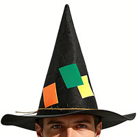 Chapeau de sorcier pointu, chapeau de costume avec patch de couleur, chapeau de sorcière en feutre unisexe pour adulte, pour Halloween/Cosplay/fête magique/jeu de rôle fantastique