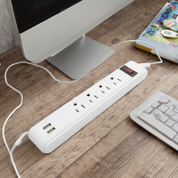 Stop Kontak Ekstensi 4 Lubang dengan Pelindung Lonjakan Arus dan USB, Harga Kompetitif, ETL 125V, 3 Kaki