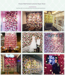 ฉากหลังงานแต่งงานแบบกำหนดเองได้ RHD ตกแต่งด้วยดอกไม้สีแดง เหลือง ชมพู ผนังดอกกุหลาบม้วนเก็บได้ ผนังดอกไม้ผ้าไหม ขนาด 8 ฟุต x 8 ฟุต - Product Image 4