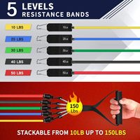 Venta al por Mayor TALLTOP, Juego de Bandas de Resistencia de Látex Personalizadas con Descuento, 11 Piezas, Elásticas y Duraderas para Gimnasio, de 10LB a 50LB, Bandas para Ejercicio
