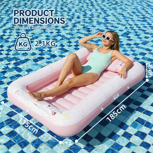 Lit flottant gonflable double pour l'été, pour piscine et <span class=keywords><strong>plage</strong></span>, chaise longue épaissie pour loisirs en extérieur - Product Image 3