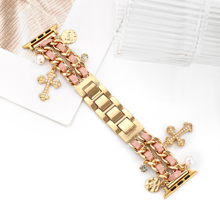 Croix perle rose