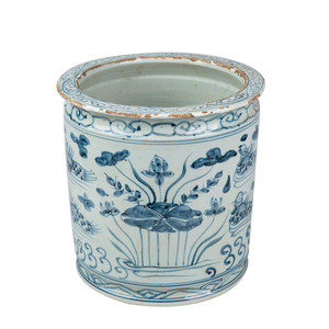 Pot de fleurs en céramique <span class=keywords><strong>bleu</strong></span> et blanc, style rétro, avec motif de <span class=keywords><strong>canard</strong></span> mandarin et de lotus - Product Image 1