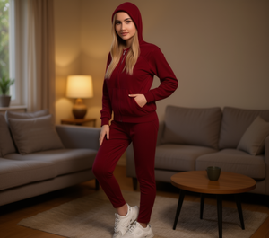 TC073-6 Tuta da Donna con Cappuccio e Zip, Tinta Unita, Casual, 100% Poliestere, Autunnale, Vestibilità Regolare, Tasche Laterali - Product Image 2