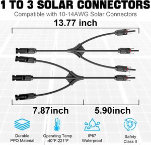 Connecteur de branche solaire IP67 étanche 3 à 1 FFFM+<span class=keywords><strong>MMMF</strong></span>, connecteur de câble de panneau solaire ignifuge en PPO, connecteurs solaires photovoltaïques - Product Image 2