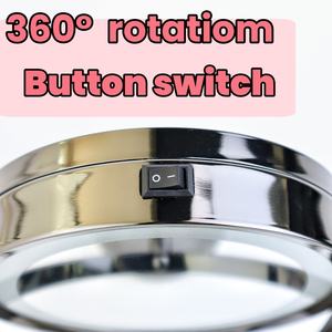 Miroir de salle de bain sur pied moderne en verre noir de 6 pouces, grossissement 1X 3X, portable, double face, à poser sur table - Product Image 5