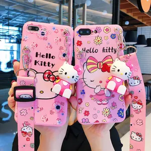 Sevimli Anime Hello Kitty Mickey Poke Pika tasarım Iphone için kılıf 11 12 13 14 Pro Max PVC Anti geçirmez telefon kapak Samsung Huawei için