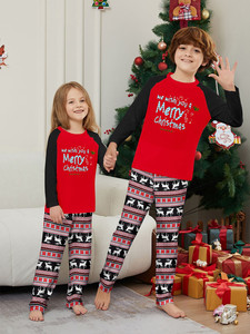 Conjunto de pijamas navideños personalizados, ropa de dormir familiar a juego para mamá, camiseta con letras impresas <span class=keywords><strong>en</strong></span> la parte delantera, ropa de casa para el padre y la madre - Product Image 3