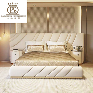 Cama Doble King Size Italiana <span class=keywords><strong>de</strong></span> Diseño Moderno, con Armazón <span class=keywords><strong>de</strong></span> Madera y Terciopelo, Fabricada por BS, <span class=keywords><strong>de</strong></span> Lujo, para Villa, Personalizable, Venta al Por Mayor - Product Image 2