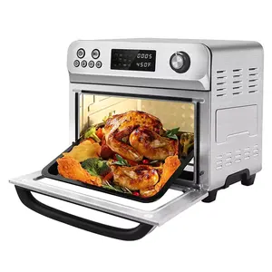 Oven pemanggang roti penggorengan udara 25L XXL ukuran keluarga oven penggorengan udara mekanis dengan rotisserie/dehidrator 10 in 1 oven penggorengan udara