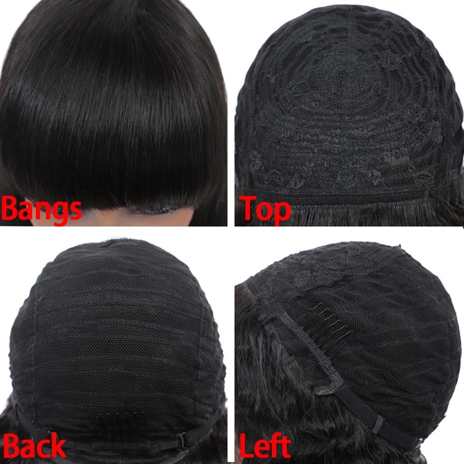 virgin human hair wig with bangs
