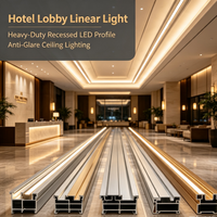 Profilé LED encastré en aluminium robuste, boîtier linéaire anti-éblouissement pour éclairage de plafond commercial et résidentiel